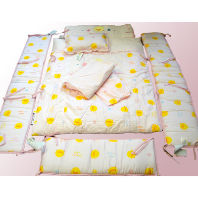 Piyo Piyo Seven Piece Crib Bedding Set in Pink 
