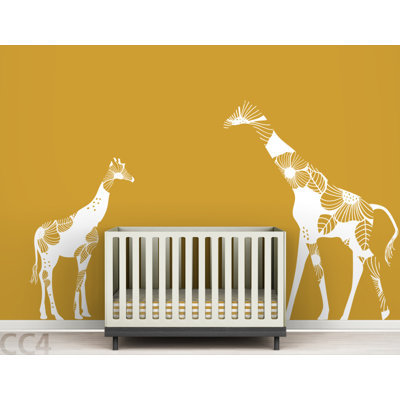 LittleLion Studio Fauna Mom and Baby Floral Giraffes Wall Decal