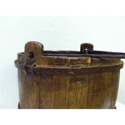 Antique Revival Asian Antique Iron Handle Water Bucket