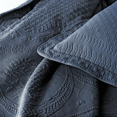 Historic Charleston King Charles Matelasse Bedspread Bedding Collection in Provincial Blue