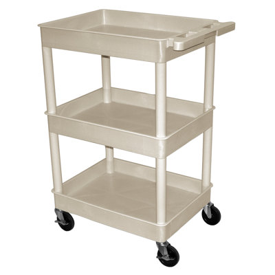 Luxor Three Tub Shelf Utility Cart with 12" Shelf Clearance