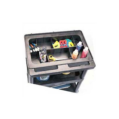 Luxor Three Shelf Utility Cart with Un-Hinged Plastic Lid