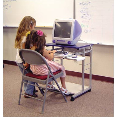 Luxor Wood and Steel Mobile Computer Workstation
