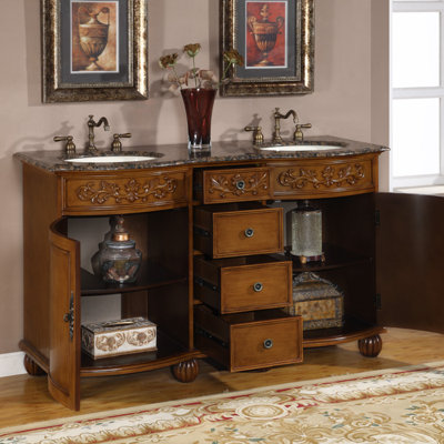 Silkroad Exclusive 58" Franklin Double Bathroom Vanity