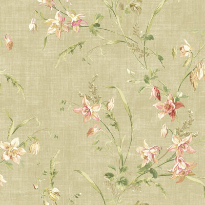 Willow Cottage Lily Trail Wallpaper in Khaki