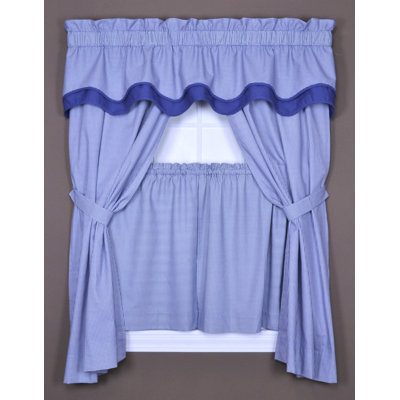 Ellis Curtain Logan Gingham Check Print Tailored Panel Pair Curtains with Tiebacks in Blue