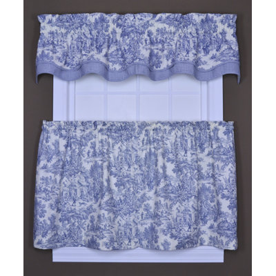 Ellis Curtain Victoria Park Toile Tailored Tier Curtains in Blue