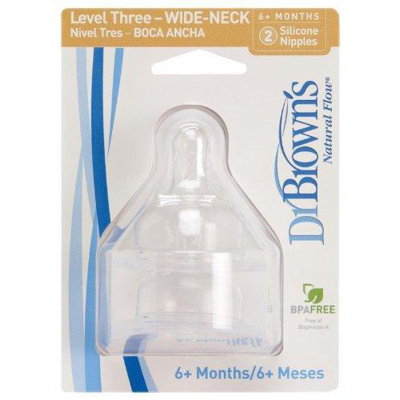 Dr. Brown's Wide Neck Baby Bottle Nipple 2 Pack