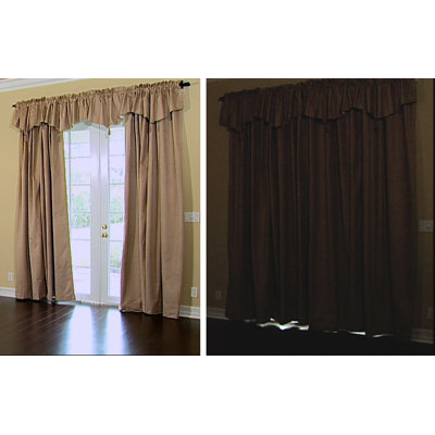 Sound Asleep Room Darkening Rod Pocket Ascot Window Panel Set in Grey