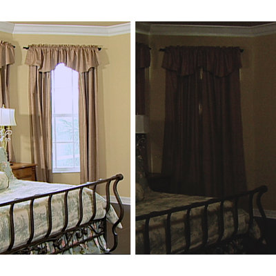 Sound Asleep Room Darkening Rod Pocket Ascot Window Panel Set in Ivory