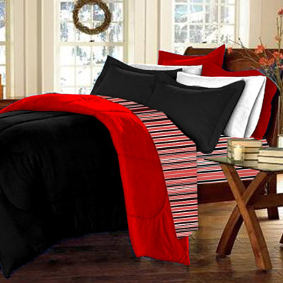 10-Piece Twin XL-Size Dorm Room in a Box in Red / Black