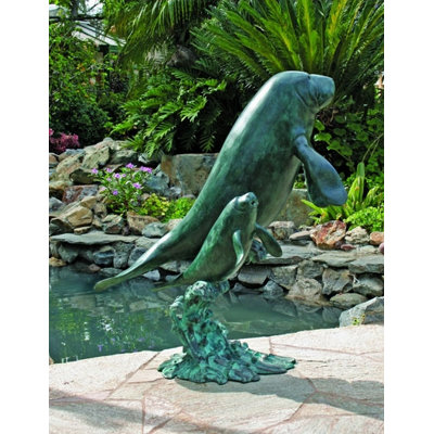 Brass Baron Sea Life Manatees Fountain