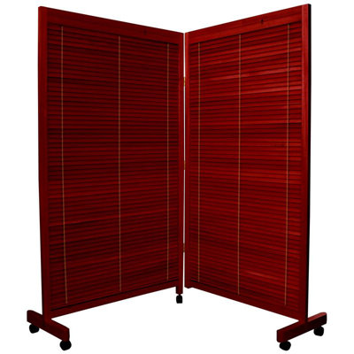 Oriental Furniture Wooden Shutter Folding Room Divider
