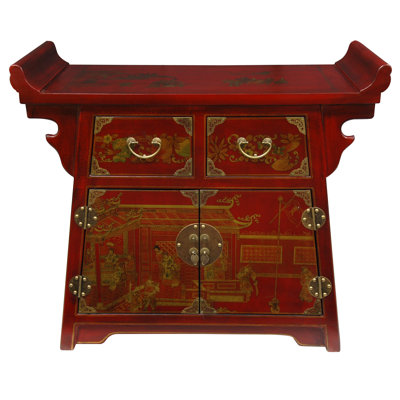 Oriental Furniture Village Life Altar Cabinet in Red Lacquer