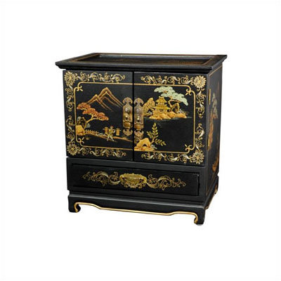 Black Crackle Empress lacquer Jewelry Box