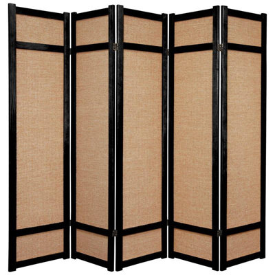 Oriental Furniture 72" Jute Shoji Screen in Black