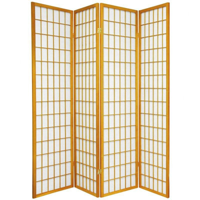 Oriental Furniture Double Sided Window Pane Room Divider in Honey