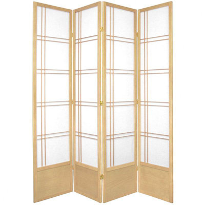Oriental Furniture 78" Double Cross Design Room Divider in Natural