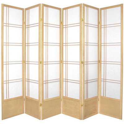 Oriental Furniture 78" Double Cross Design Room Divider in Natural