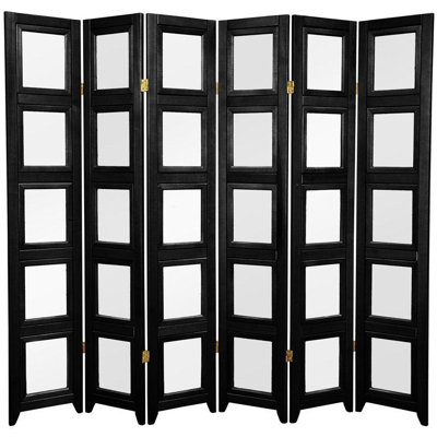 Oriental Furniture Double Sided Photo Display Room Divider in Black
