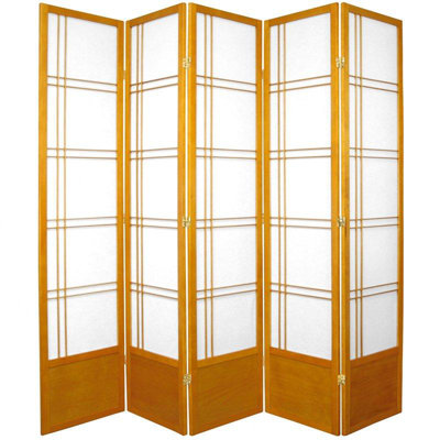 Oriental Furniture 78" Double Cross Design Room Divider in Honey