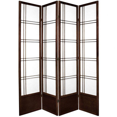 Oriental Furniture 6.5 Feet Tall Double Cross Shoji Screen in Walnut