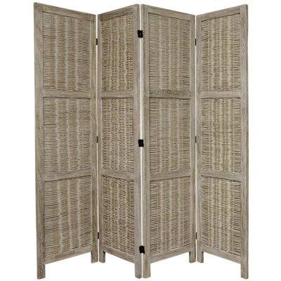 Oriental Furniture 6 Feet Tall Bamboo Matchstick Woven Room Divider in Burnt Grey