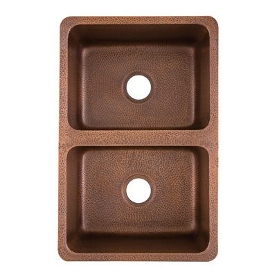 Thompson Traders Monterosso Hand Hammered Copper Double Bowl Kitchen Sink