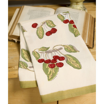 Cherry Red Green Tea Towel (Set of 3)