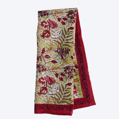 Winter Garden Wreath Red Green Tea Towel (Set of 3)