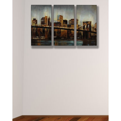 Stupell Industries Lights on Bridge Triptych Wall Art