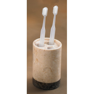 Champagne Marble Inverary Banded Tooth Brush Holder