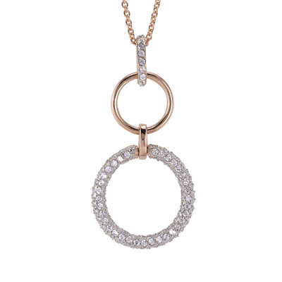 Round Drop Fashion Rose Plated Sterling Silver Pendant