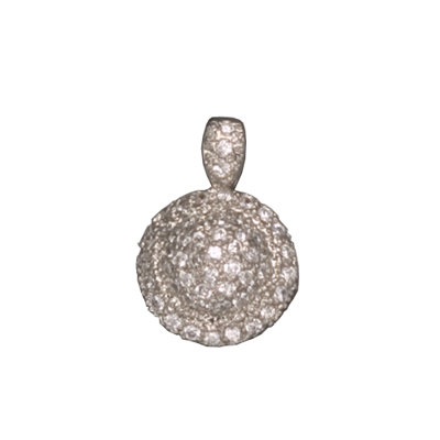 Pave Round Rhodium Plated (.925) Sterling Silver Pendant