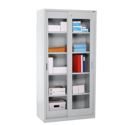 Sandusky Cabinets Clearview Tall Storage Cabinet with Sliding Clear Doors
