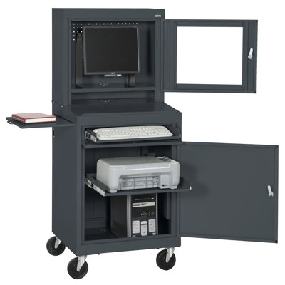 Sandusky Cabinets Mobile Computer Security Workstation with Slide-Out Shelf