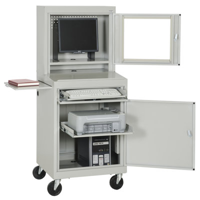 Sandusky Cabinets Mobile Computer Security Workstation with Slide-Out Shelf