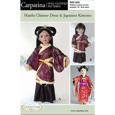 Carpatina Clothes Pattern Doll Hanfu Chinese Dress and Japanese Kimono