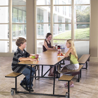 National Public Seating Mobile Cafeteria Bench-Table