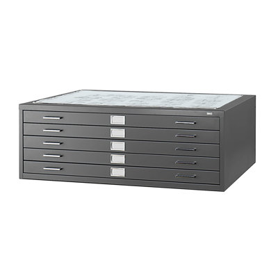 Safco Products Company 42" W Five-Drawer Steel Flat File with Optional Open Base