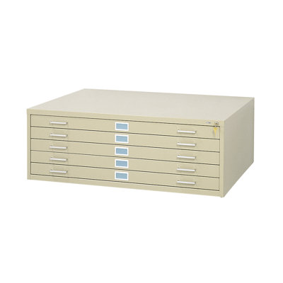 Safco Products Company 42" W Five-Drawer Steel Flat File with Optional Closed Base