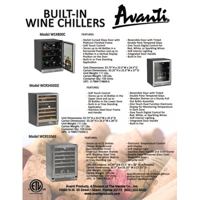 Avanti Products 46 Bottle Built-In Wine Cooler