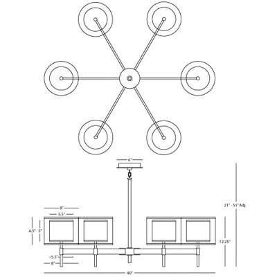 Robert Abbey Saturnia 6 Light Chandelier