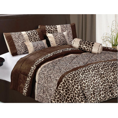 LaCozee Safari Micro Fur Bed in a Bag Set in Brown