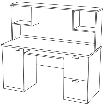 Bestar Hampton 60" W Credenza and Hutch