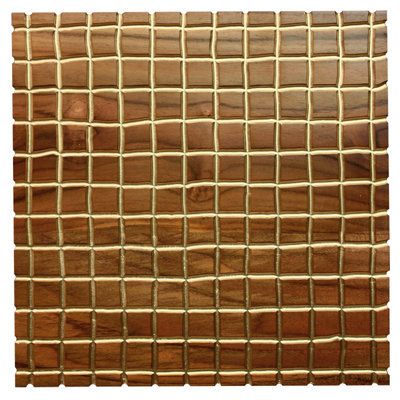 RS Furnishings Pura Vida I Off The Grid Teak Panel in Natural with 18kt Gold Grid