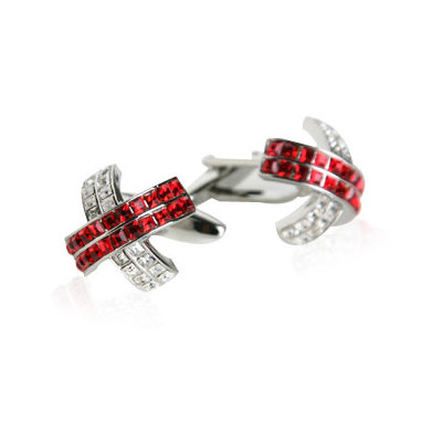 Crystal Cufflinks in Red