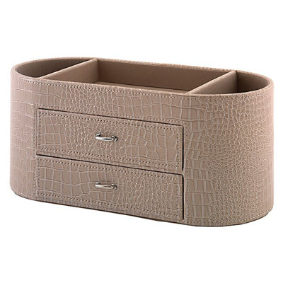 kathy ireland Office by Bush Desktop Organizer in Patent Leather Croc Biege