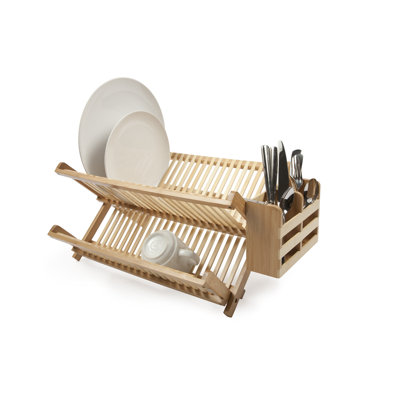 Core Bamboo Dish Rack with Utensil Holder in Natural