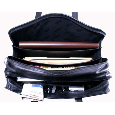Leatherbay Cambridge Leather Briefcase in Black